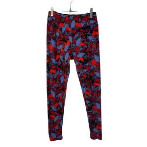 Lularoe Women's Workout Leggings Leaves Black Blue Red One Size